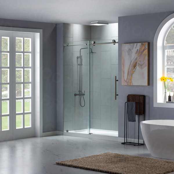 WoodBridge 60" W x76" H Single Sliding Frameless Shower Door & Reviews